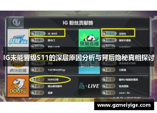 IG未能晋级S11的深层原因分析与背后隐秘真相探讨